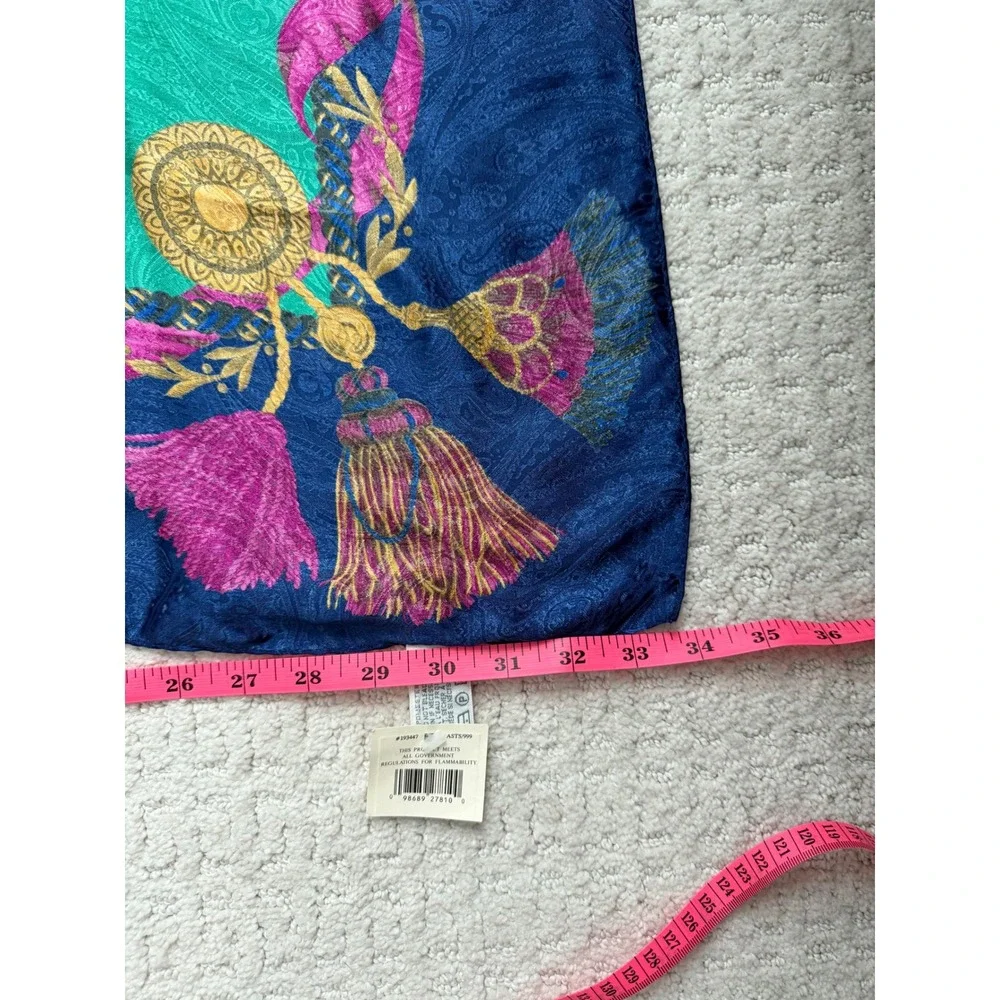 Liz Claiborne Vintage Scarve Shawl Teal Navy Magenta Tassel Paisley Jacquard NWT